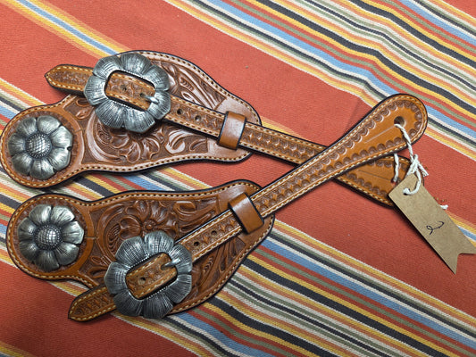 Ladies Floral Tooled Spur Strap